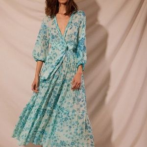 Poupette St Barth Long Emily Dress Aqua Grasse Sz Small $450. NWOT
